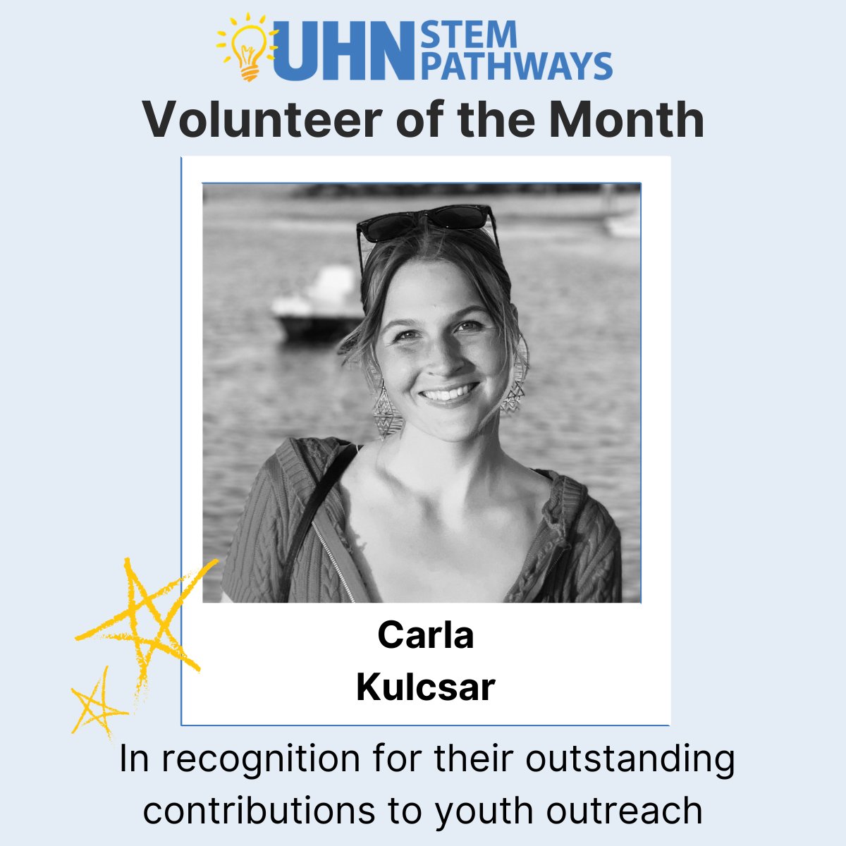 Congratulations to Carla Kulcsar, our March Volunteer of the Month! Carla is instrumental to the facilitation of Dr. Lilge's laser workshop and does an amazing job sharing her knowledge of Physics with youth. Grateful for her dedication to outreach. 💙 uhnstempathways.ca/volunteer-spot…