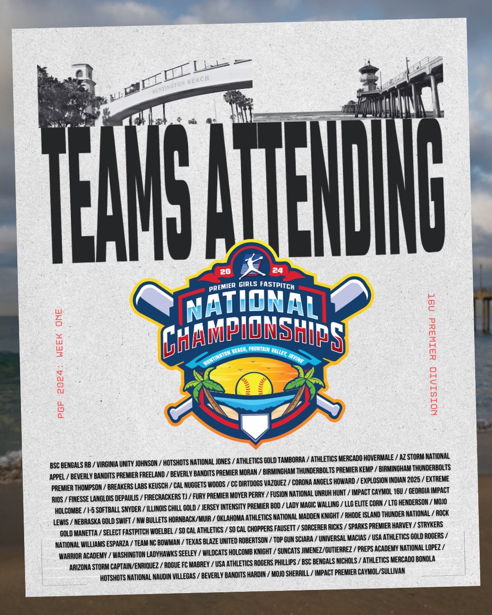 The PGF National Championships mark the culmination of the season for the most elite youth fastpitch players nationally, drawing the attendance of hundreds of college coaches across the country. 

Only the top 80 teams compete in 16u Premier, check out who’s coming👀

 #PGF2024