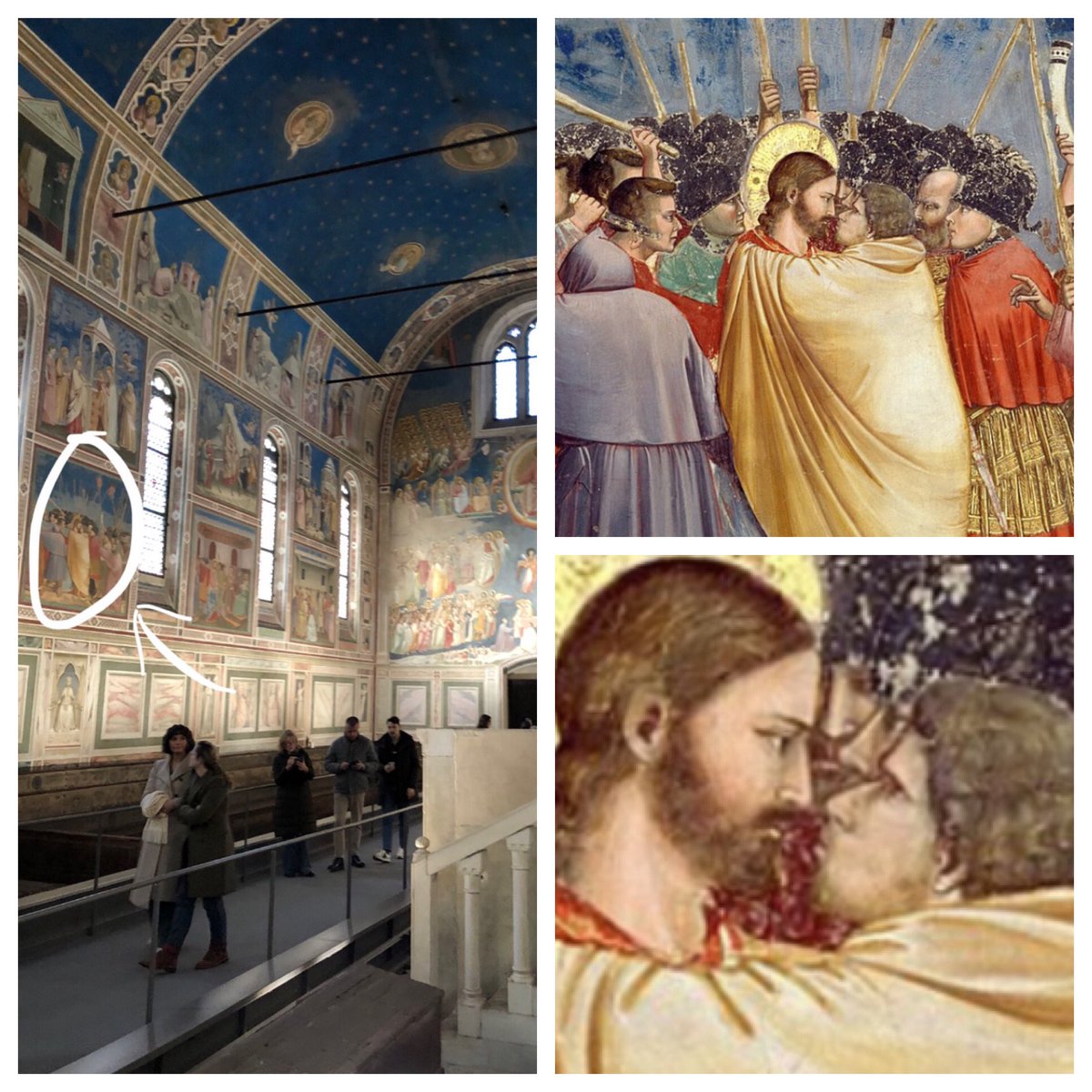 For the day that’s in it: ‘Kiss of Judas’ - one of Giotto’s most iconic frescoes in the Scrovegni Chapel in Padua, Italy, painted 720 years ago, and one of the most exquisite works of human expression I have had the pleasure of viewing.