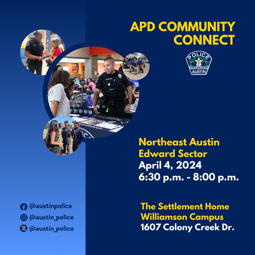 Join us for our Community Connect meeting! This is a great opportunity to connect with the officers in your community. You can ask questions, share stories, and build positive relationships with your district representatives and officers who patrol your neighborhood.