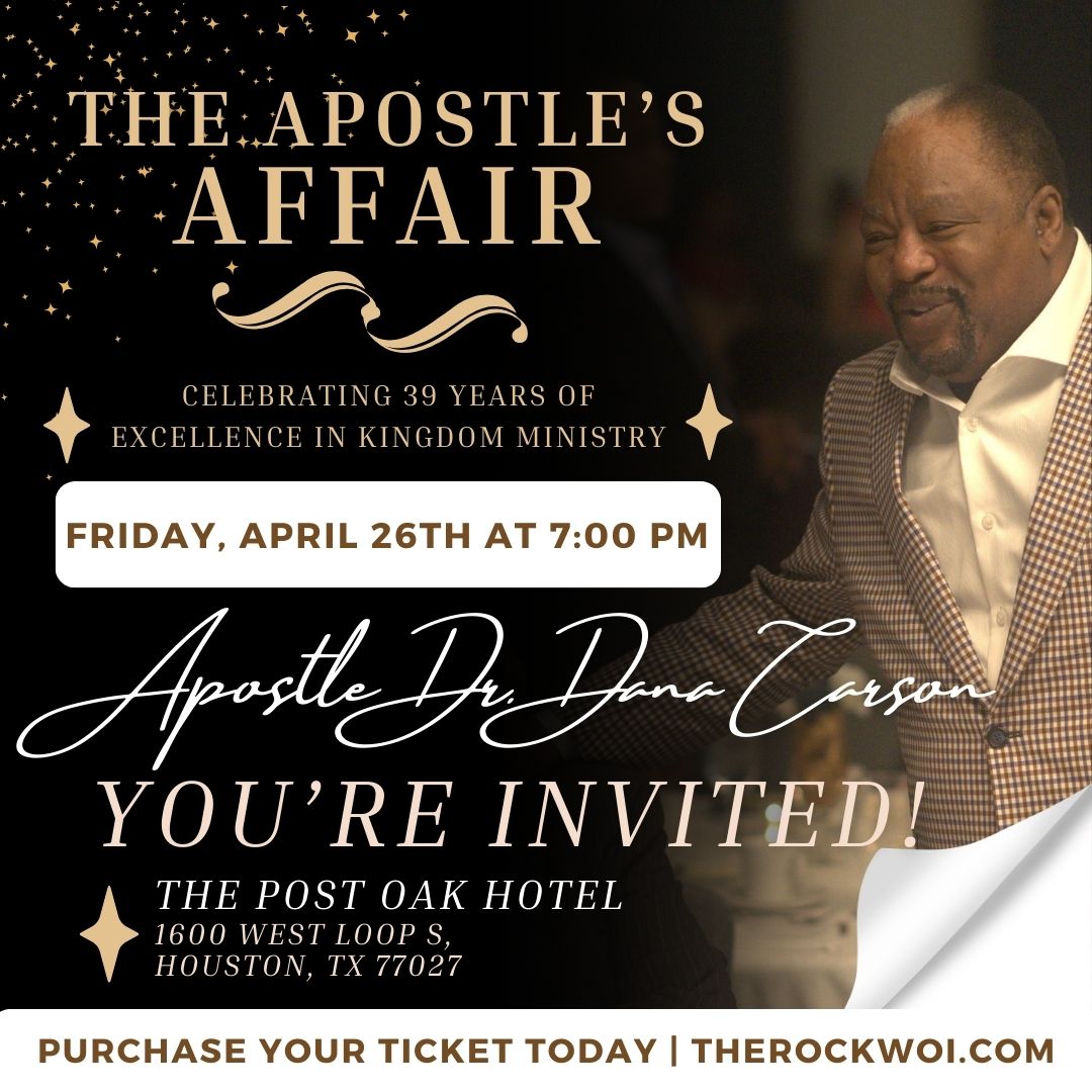 Mark your calendars and invite your friends and family to join us for this monumental event! See you there as we celebrate 39 years of inspiration, guidance, and faith at the Apostle's Affair! therockwoi.com/apostles-affai…