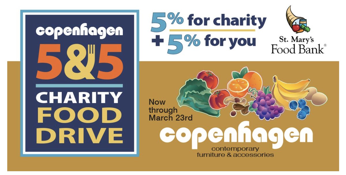 Copenhagen Imports has partnered with community food banks across Arizona and Texas in a company-wide fundraising initiative, the 5&5 Charity Food Drive, to raise $60,000 to support hunger relief. Read more in today's article: greenlivingmag.com/copenhagen-imp… @CopenhagenLivin