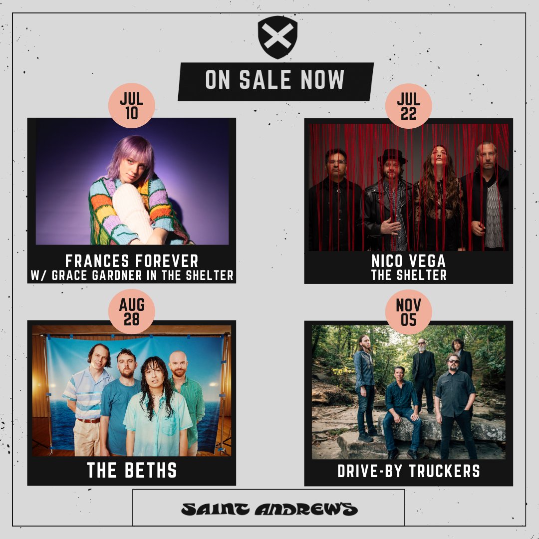 ON SALE NOW‼️ 🎶 Frances Forever - July 10 🎶 Nico Vega - July 22 🎶 The Beths - August 28 🎶 Drive-By Truckers - November 5 🎟 Get tickets here: livemu.sc/48nifX9