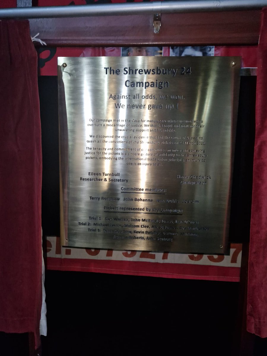 Honoured and humbled to have been invited to the unveiling of a plaque celebrating the #Shrewsbury24 at the @CasaLiverpool by the amazing @eileenturnbull Not ashamed to say that the speeches from Terry Renshaw and John McKinsie Jones brought me to tears. Real #WorkingClassHeroes