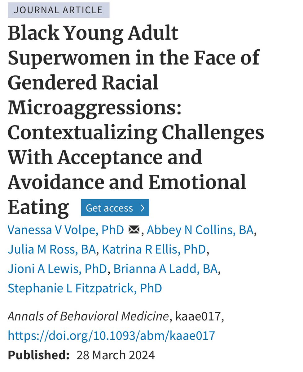 New article out in #ABM w/ funding from @SPSSI ! @BlackHealthLab developing evidence for building our interventions ! @AbbeyCollins25 @_JuliaMRoss Katrina Ellis @JioniLewis @briannaladd_ Stephanie Fitzpatrick @MIWI_Training access doi.org/10.1093/abm/ka… 🧵