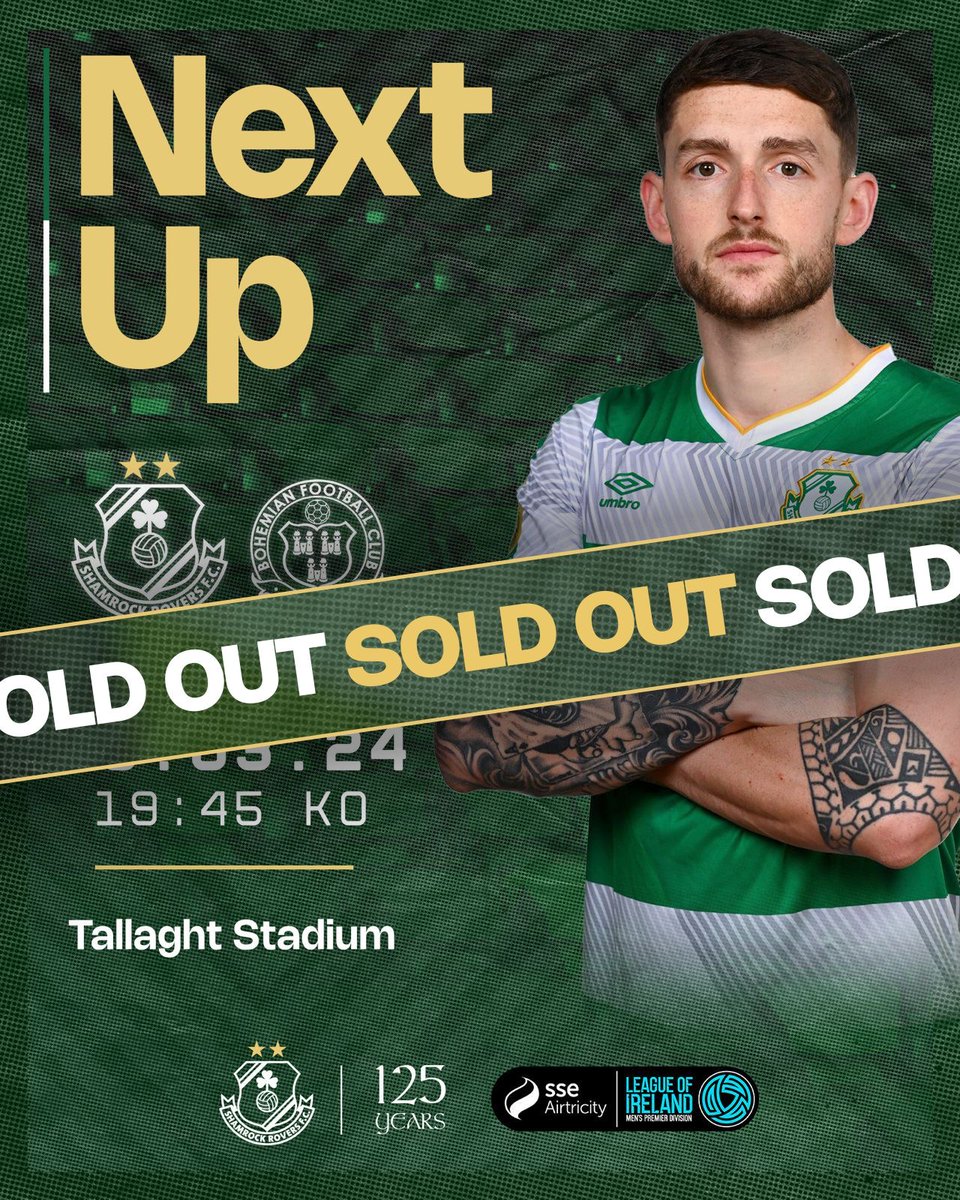 🚨 𝐒𝐨𝐥𝐝 𝐎𝐮𝐭 🚨 Tomorrow's Dublin Derby is now completely sold out, with more than 10,000 expected to be in attendance at Tallaght Stadium 👏 Thank you for your 𝐬𝐮𝐩𝐞𝐫𝐛 support once again 💚 Bring the noise. Bring the colour. Bring the energy. 🥁