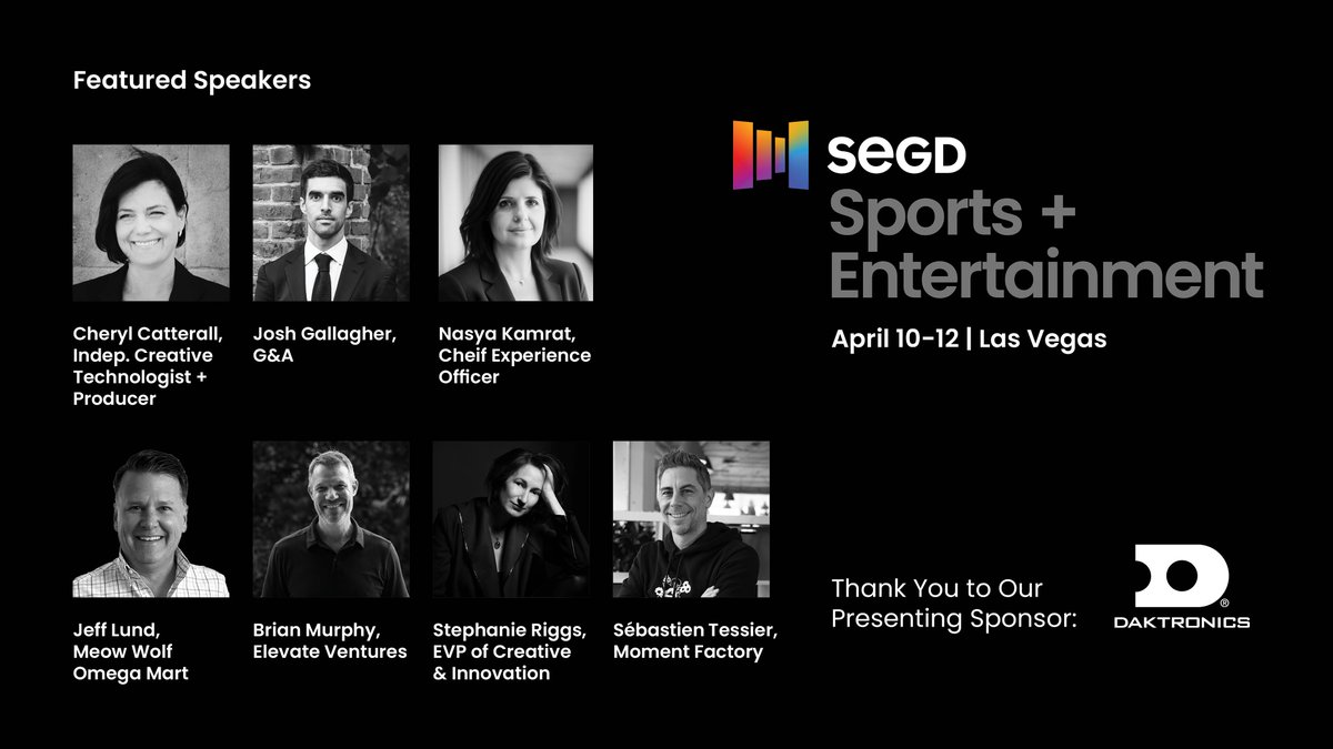 Time is ticking, and we're just two weeks away from SEGD Sports + Entertainment, happening April 10-12 in Las Vegas! Prepare for an unforgettable two-day journey into the world of design, sports, and entertainment. Register today at bit.ly/3V6BArK!