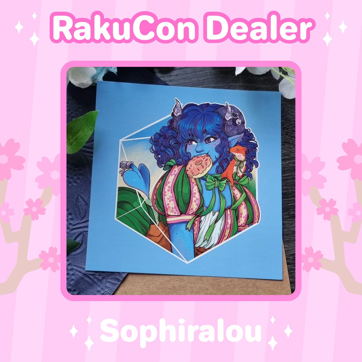 We're delighted to welcome back @sophiralou to RakuCon! 🌸 They sell a lovely range of wooden pins, prints, notepads, stickers and more! 💕