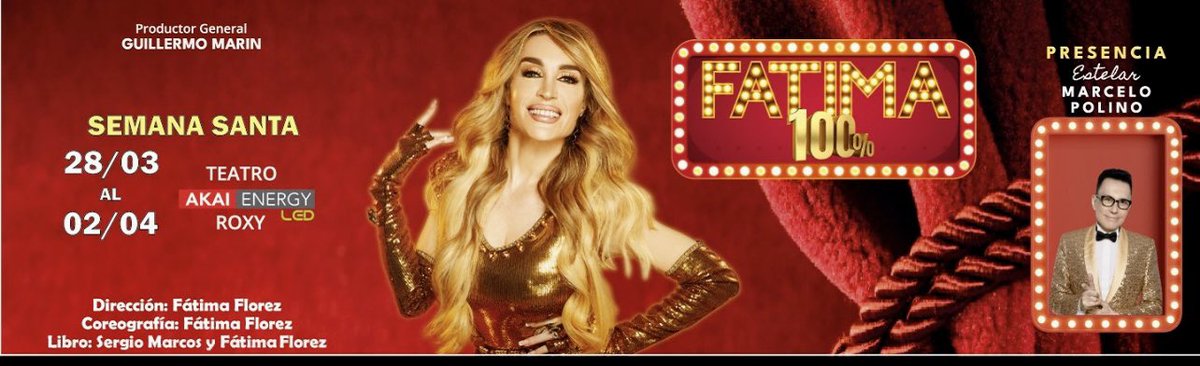 #Fatima100% Todo listoooo! 
Los esperamos hoy a las 21 hs <a href="/fatimaflorez/">Fatima Florez</a>  Mega Show!🤩
<a href="/Plateanet/">Plateanet</a> #TeatroRoxy