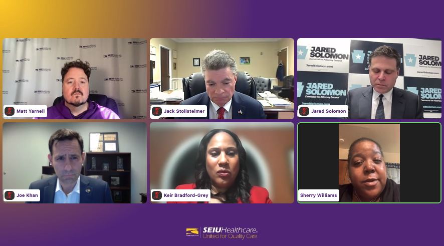 uhwpa's tweet photo. Home care worker Sherry just asked Attorney General candidates how they will hold private equity firms accountable:

“Only 65% of the public dollars sent to agencies makes it to care. That means they're putting 35 cents of every dollar we spend on care into their own pockets." https://t.co/oZ6k67YsGd
