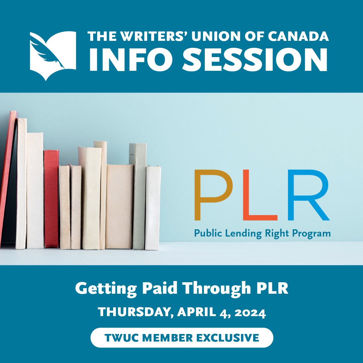 TWUC Members 📣 Learn more about Getting Paid Through #PLR in an info session w/ Manager of the #PLR Program, Peter Schneider, Chair of the PLR Commission, Russell Wangersky. Hosted by TWUC CEO @jkdegen. Register NOW: bit.ly/3sJyhe5 @CanadaCouncil #PublicLendingRight