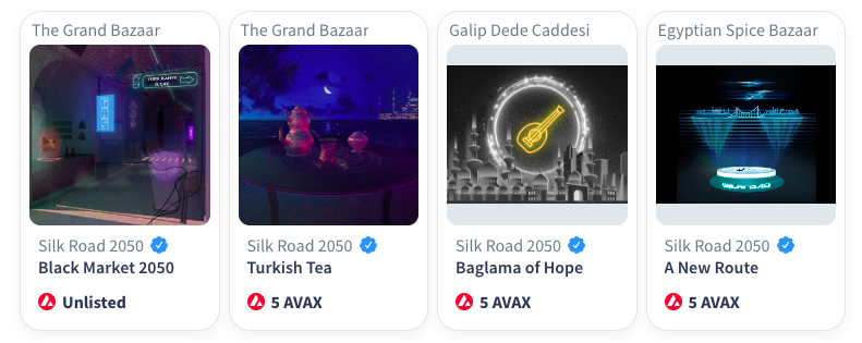 📍Istanbul 

Silk Road 2050

"The year is 2050 and the Silk Road is now in the Metaverse. NFT Merchants are thriving selling only the rarest NFTs collected from around the world.

As part of the World Creator Program, these NFTs were designed and voted on by the <a href="/lostworldsnft/">Lost Worlds - geoNFTs📍</a>