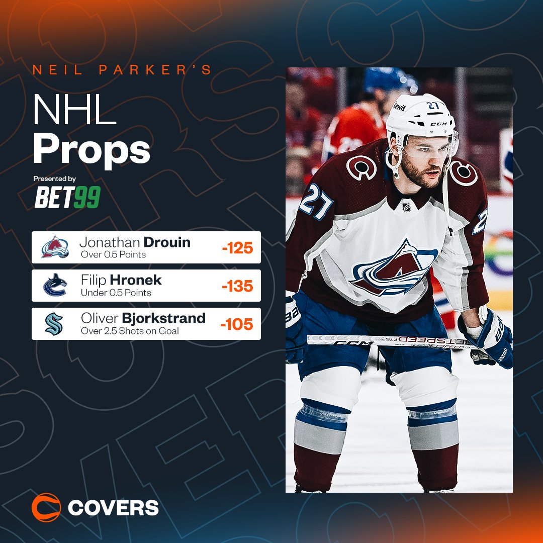 ⌛️ ONE HOUR TILL PUCK DROP ⌛️ 🔸 Drouin has recorded a point in four of his last five games. 🔸 Hronek has recorded a point in only 10 of his last 39 contests. 🔸 Bjorkstrand is second on the team in shots per game (2.39). Tail @NeilParkerBets picks over at @Bet99Sportsbook 💰