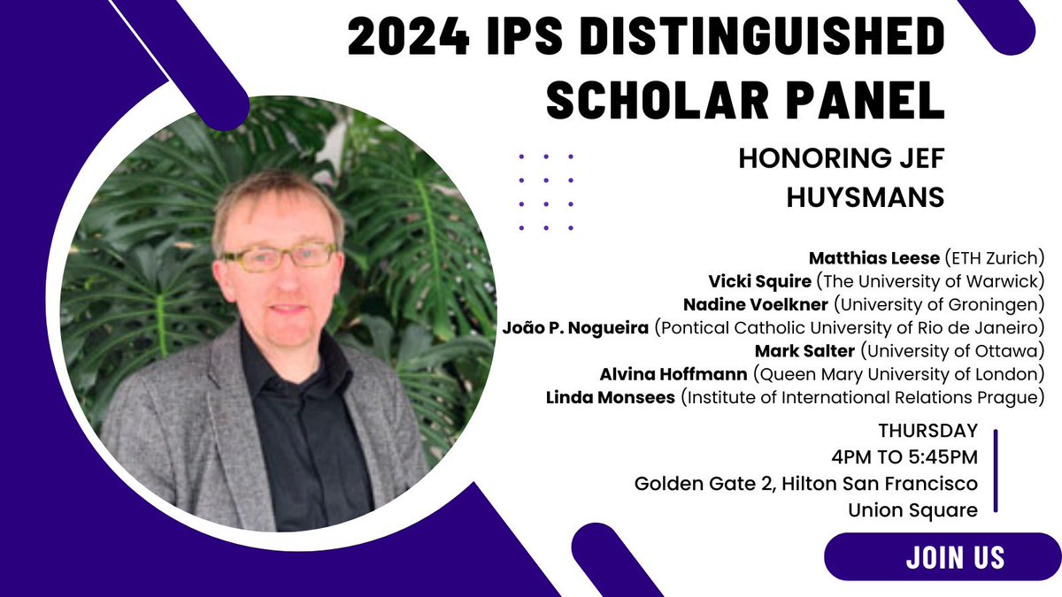 🎉 Congratulations to Jef Huysmans on winning the 2024 IPS Distinguished Scholar Award! Join the 2024 IPS Distinguished Scholar panel on Thursday, April 4th, from 4pm to 5:45pm, at the room Golden Gate 2, Hilton San Francisco Union Square #isa2024