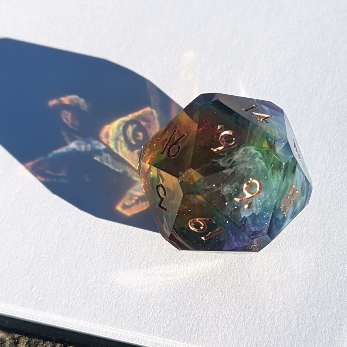 foldedcranedice's tweet photo. That's it. I've peaked as a dice maker. I don't think I can do anything else.

#HandmadeDice #TTRPGDice #D20s #RainbowDice https://t.co/AYlGbbc1TJ