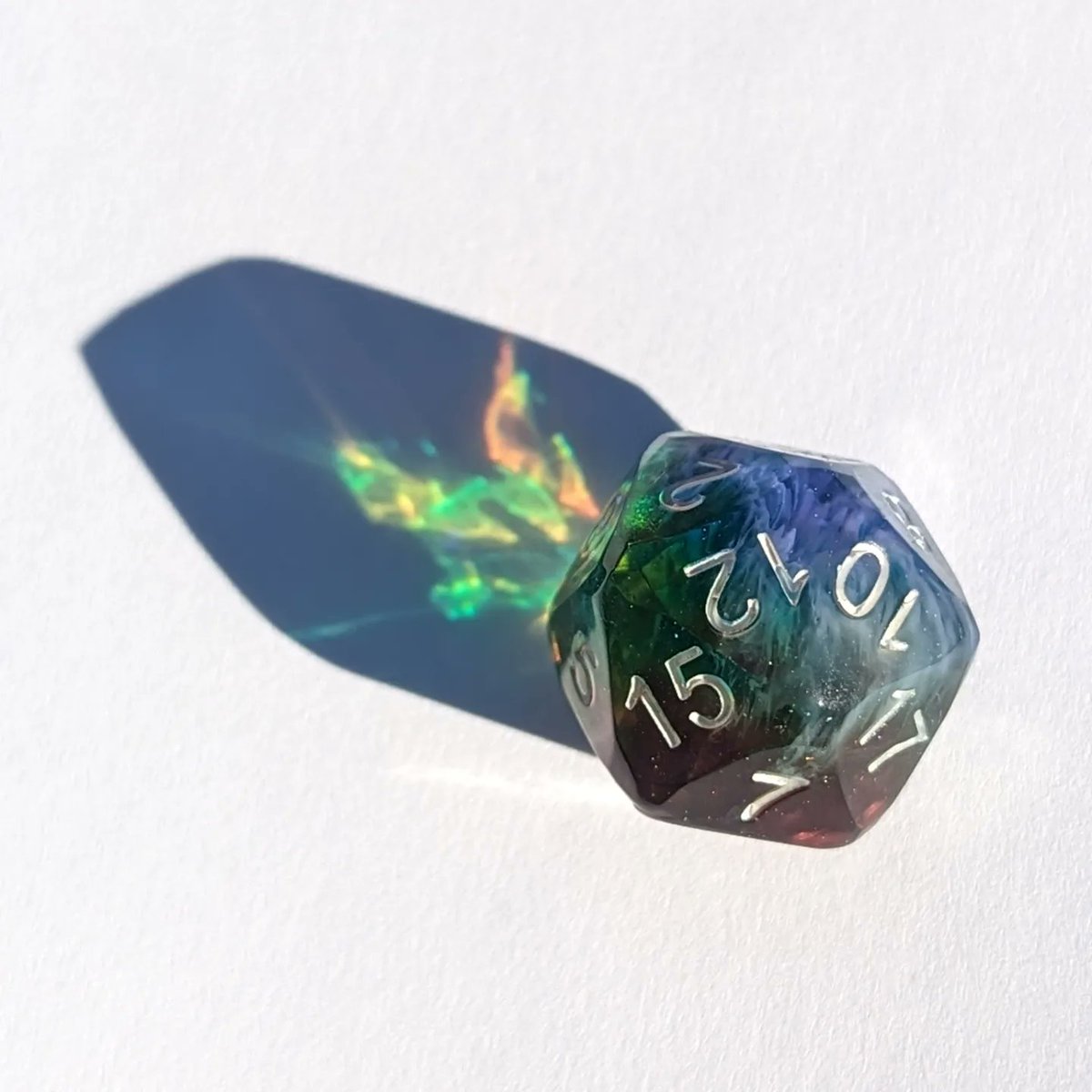 That's it. I've peaked as a dice maker. I don't think I can do anything else.

#HandmadeDice #TTRPGDice #D20s #RainbowDice