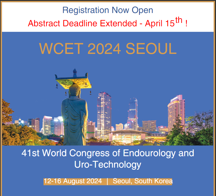 🚨 DEADLINE EXTENDED! 🚨 Submit your best work in endourology, stone disease, robotic surgery, BPH, focal therapy, and innovation to the World Congress of Endourology and Uro-Technology in Seoul by April 15. Submit here: meetings.association-service.org/wcet/2024/abst… Don't delay! Join us at #WCET24!