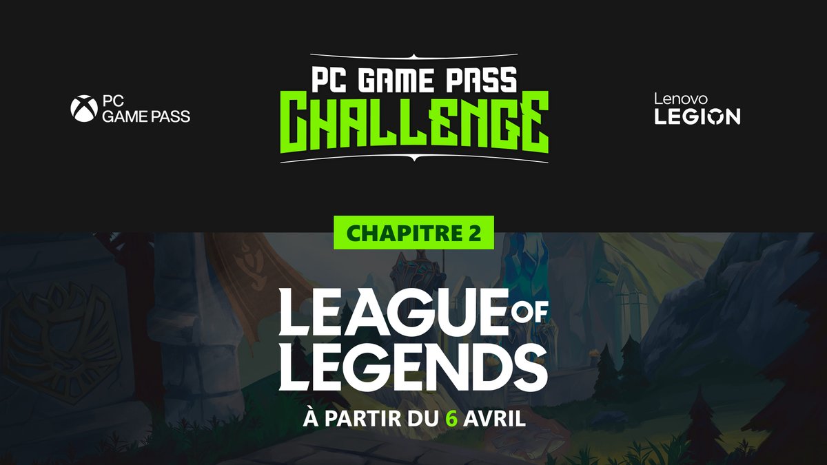 Beaucoup l'avait deviné le jeu du second chapitre du PC #GamePassChallenge sera League of Legends ! On se donne rendez-vous dès le 6 avril pour le début de la compétition !