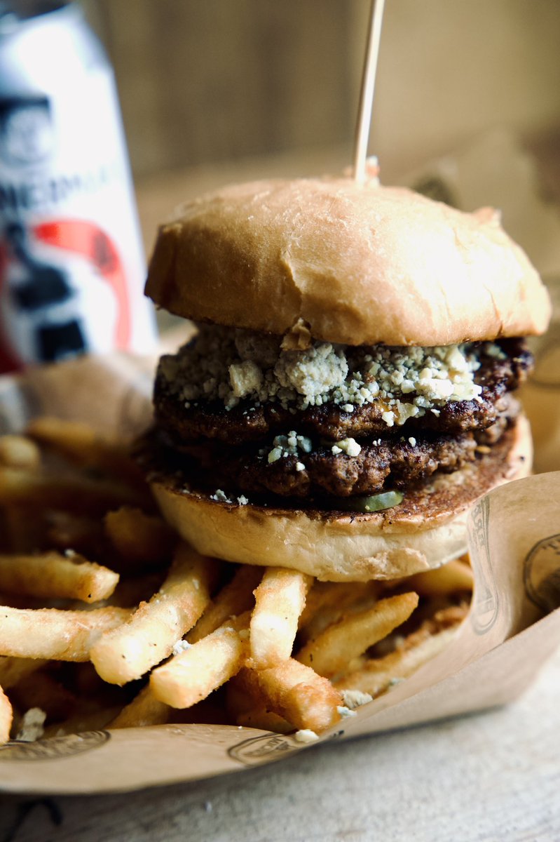 New menu item - You’re My Boy Bleu! 
(2) House blend patties stacked, Bleu cheese, blackening seasoning, sweet and spicy aioli on a brioche bun. Served with hand-cut fries and real tasty with Cornerman Irish Red Ale.