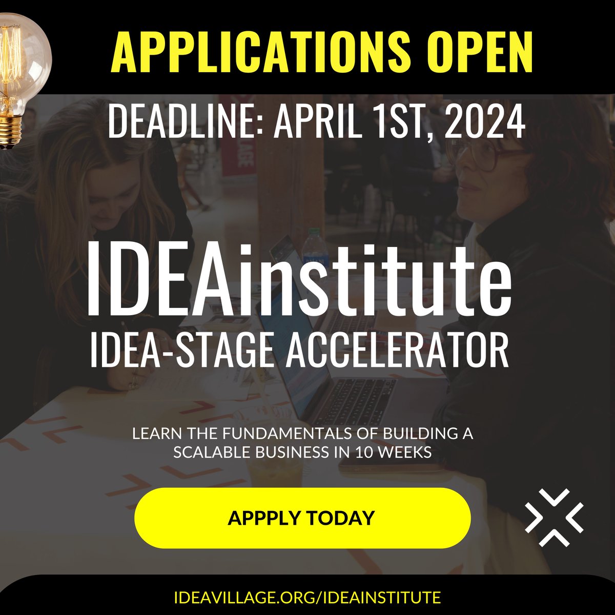 Apply for IDEAinstitute and engage in weekly modules with other like-minded entrepreneurs, learn from guest speakers and coaches, and more! Deadline to apply: Monday, April 1st, 2024. Apply: ideavillage.org/ideainstitute