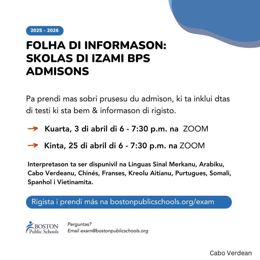 Interested in applying to @Bostonschools exam schools for the fall of 2025? Click the link to learn more and attend an info session on April 3 and April 25: bostonpublicschools.org/exam