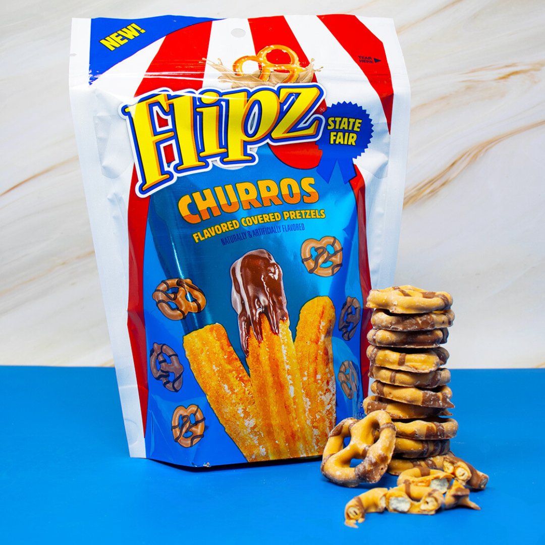 Sweet, Salty, Cinnamon 🥨 Take your tastebuds on a ride with the exciting taste of Flipz State Fair Churros Pretzels #flipz #churro #cinnamon #pretzels #candyfunhouse