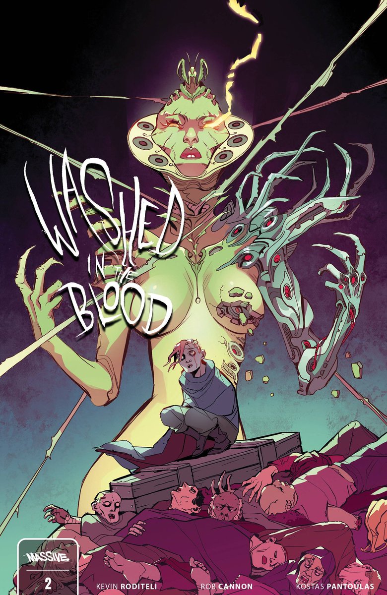 FOC ALERT: Washed In The Blood #2 is on final order cutoff this weekend at your LCS with a wicked CVR A by @amatoxine ! @previewsworld order code: NOV230913 Explore the world of Kevin Roditeli in Massive's take on 'Black Mirror'with a post-apocalyptic twist! #indiecomics