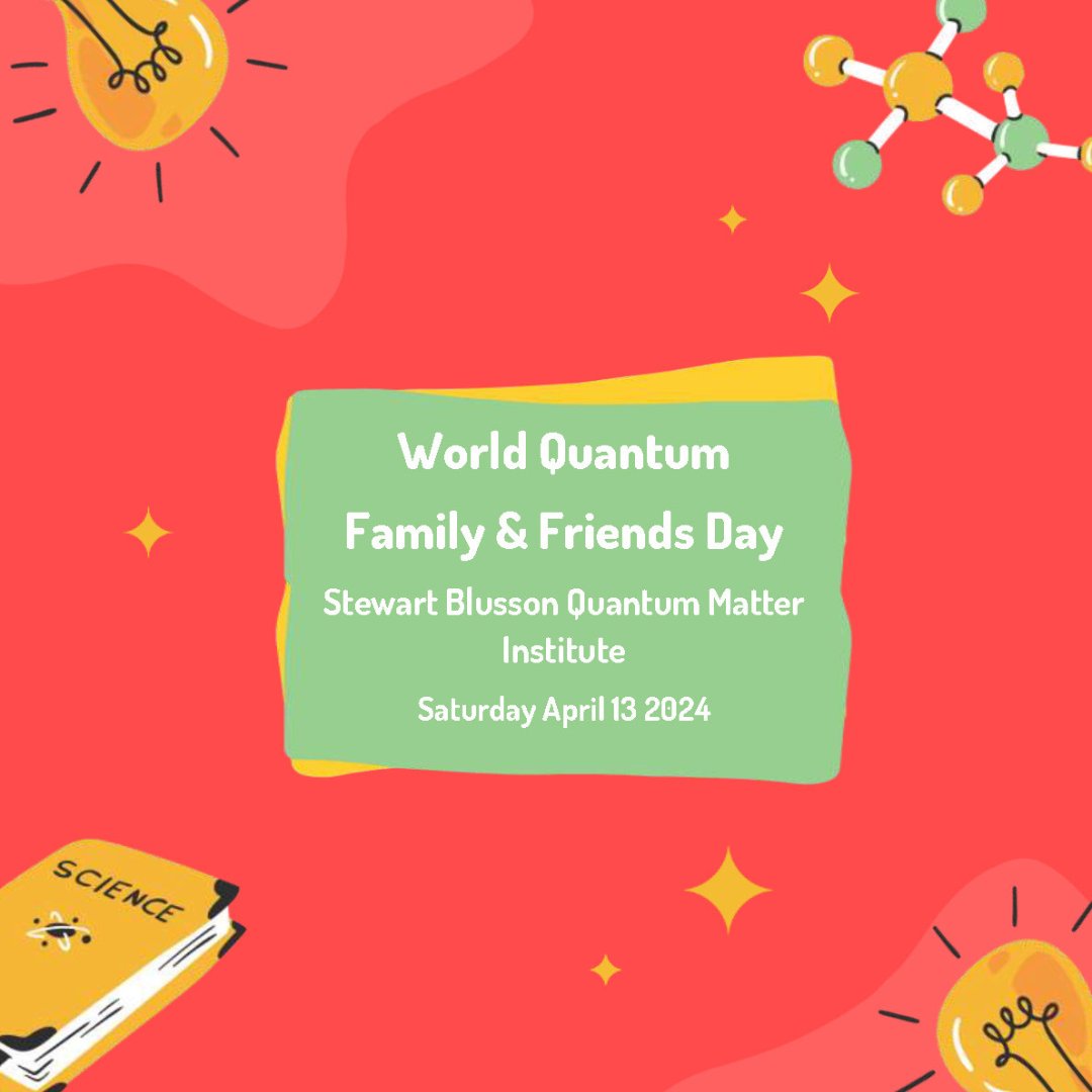 🏡 We are excited to invite you to the QMI Family & Friends Day on Saturday, April 13, to celebrate the QMI Community and #WorldQuantumDay. The event will take place in the Brimacombe Building, 11:00 AM – 2:00 PM. 👉 Register here: tinyurl.com/mt4zucfh