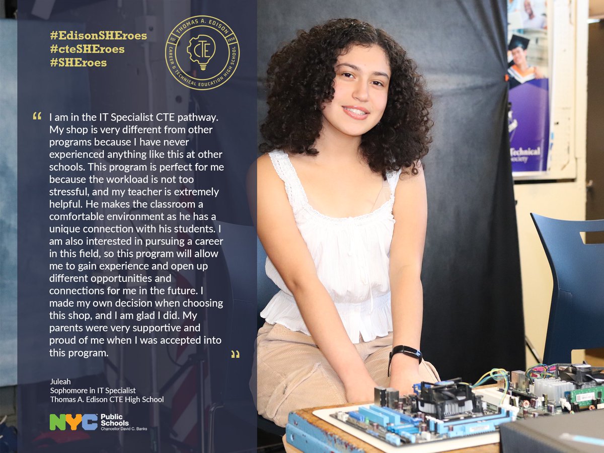 Meet Juleah, an inspiring sophomore. Breaking barriers and setting new standards, she embodies the strength and innovation of women in tech. Let’s celebrate her achievements and encourage more young women to follow in her footsteps. @QSHSDISTRICT @Dr_JVanEss @NYCCTE