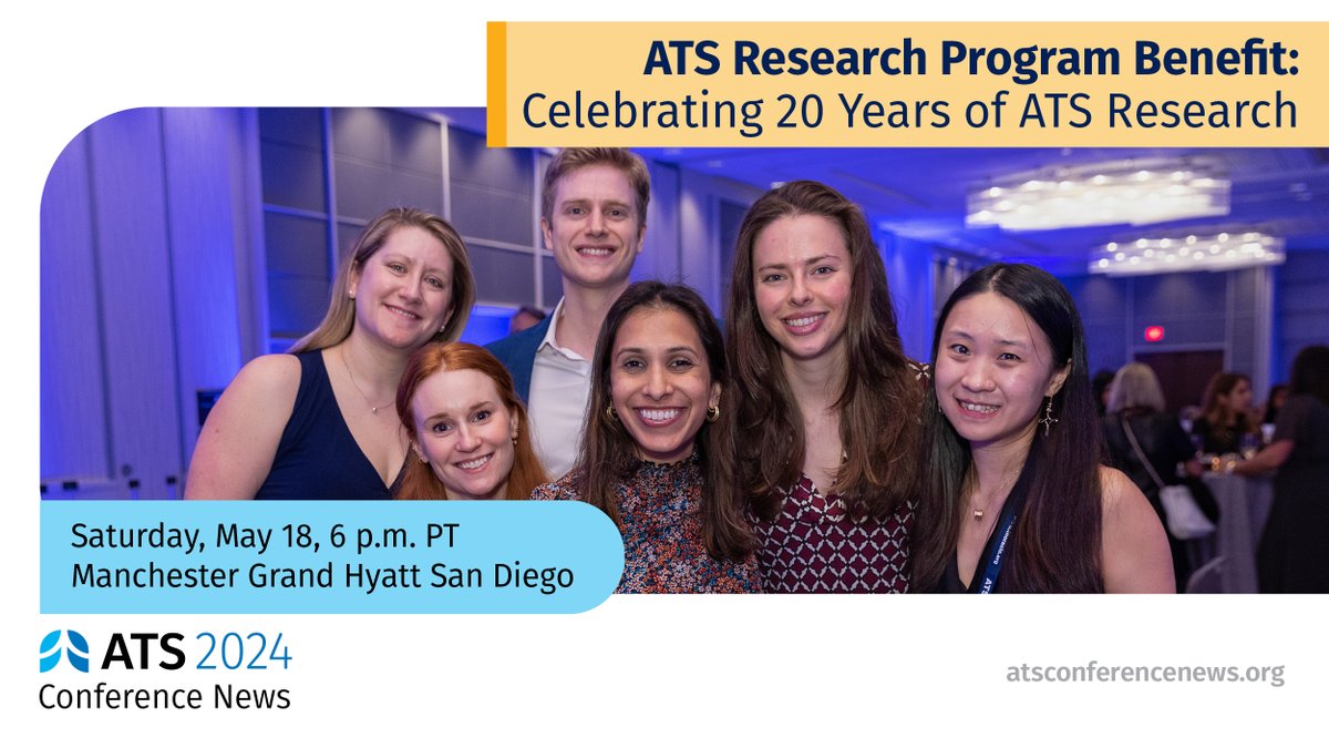 🥂 Support early career investigators during one of the highlight events of #ATS2024. 🔗 Learn more about the annual Research Program Benefit in ATS Conference News: tinyurl.com/yc5z5jzs