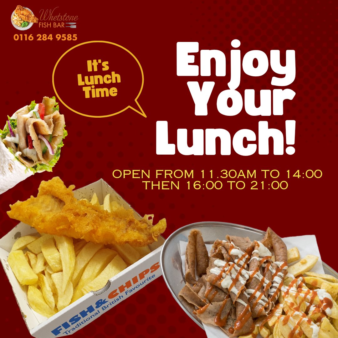 Open for lunch Fridays from 11:30 to 14:00 then 16:00 to 21:00

#onlineshop 
#Phoneorders 
#lunch 
#ubereats 
#deliveroo 
#justeat 
#clickandcollect 
#whetstonefb 
#whetstone