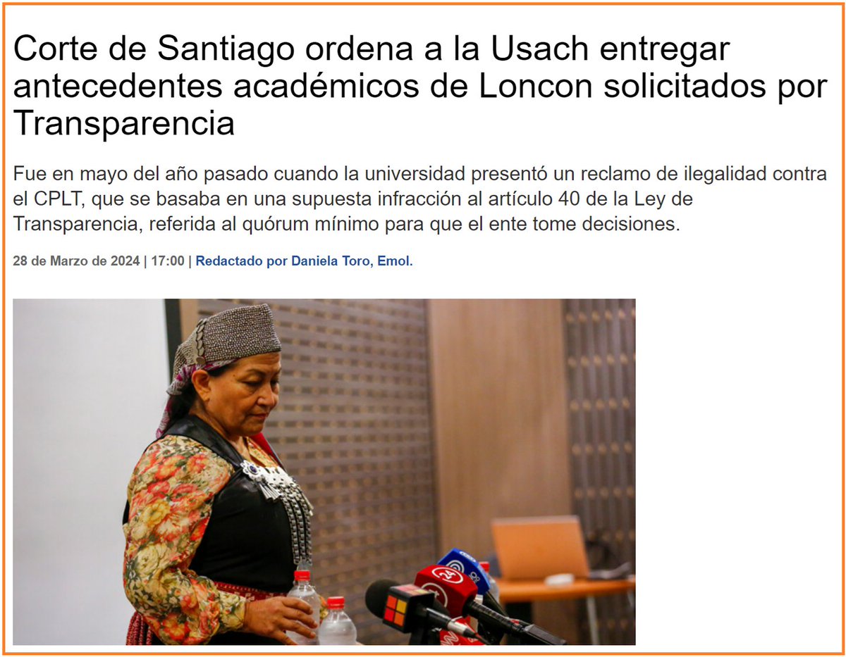 Corte Apelaciones de Santiago se opuso a los reclamos de la Usach. Tribunal rechazó acusación de ilegalidad contra resolución del Consejo para la Transparencia que ordenó a la Usach entregar información sobre actividades de Elisa Loncon y listado de docentes con año sabático.