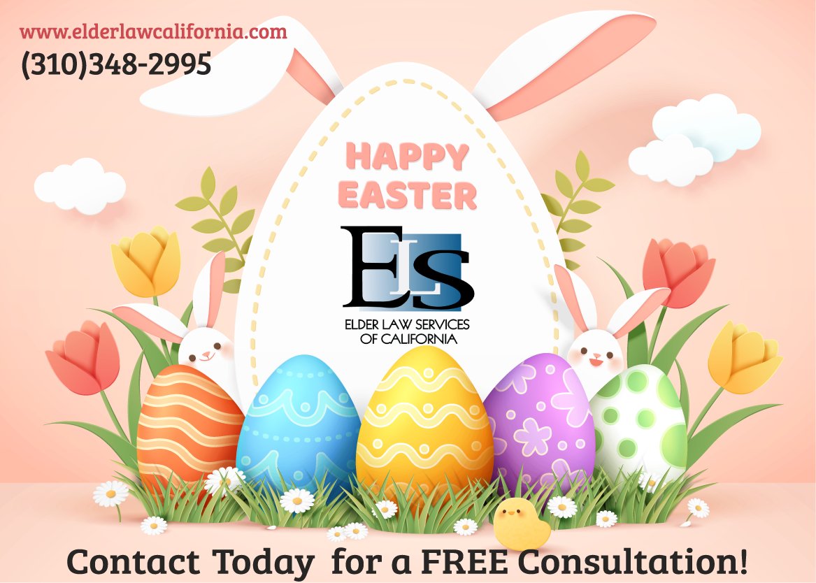 Elderlawservice's tweet photo. Wishing you a basket full of blessings, season filled with peace, joy, and egg-cellent legal security. Happy Easter from Elder Law Services of California.
Call or Visit today for a FREE consultation
310-348-2995 https://t.co/0jh63z2XMh
#Elderlawservices #happyeaster https://t.co/59foNH0yl0