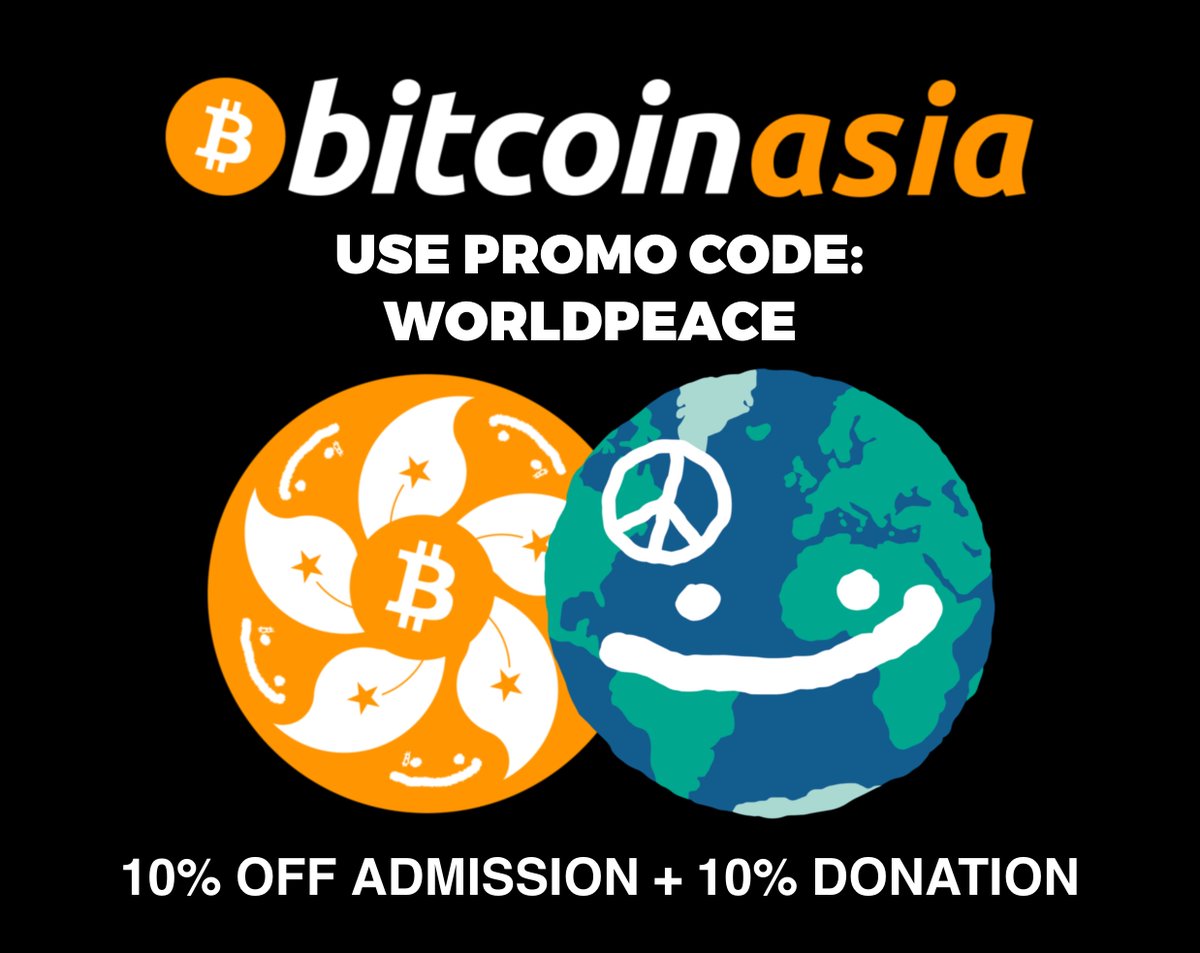 P.A.O. (@puppetao) on Twitter photo Want to attend <a href="/BitcoinConfAsia/">BitcoinConfAsia</a> ?
🌎☮️ Use promo code: WORLDPEACE
Receive 10% off admission price and 10% of your purchase price will be donated to freeross.org
Anyone can use the code, so share it with your friends!
The world's largest #Bitcoin📷 conference is Want to attend <a href="/BitcoinConfAsia/">BitcoinConfAsia</a> ?
🌎☮️ Use promo code: WORLDPEACE
Receive 10% off admission price and 10% of your purchase price will be donated to freeross.org
Anyone can use the code, so share it with your friends!
The world's largest #Bitcoin📷 conference is