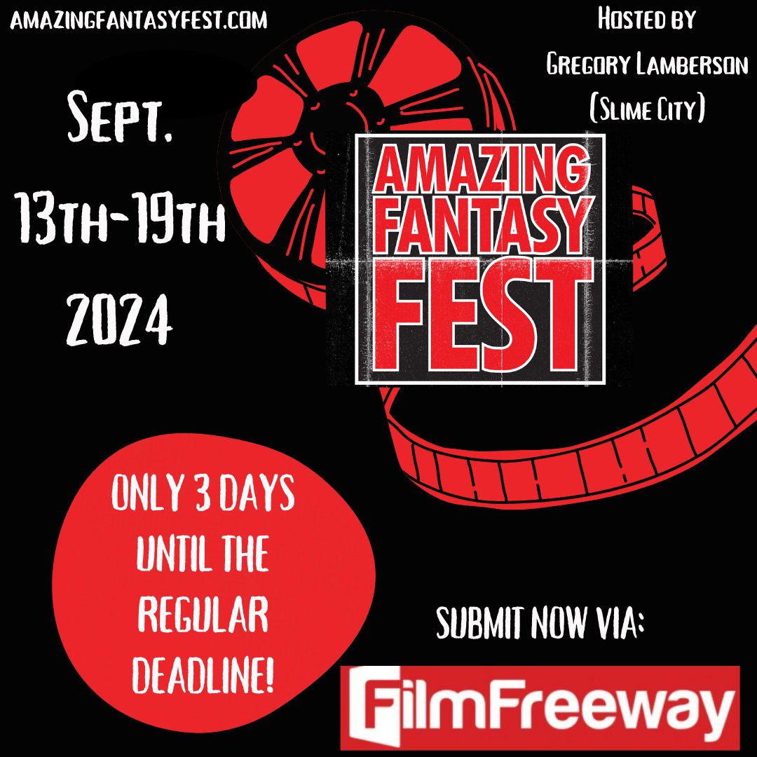 Digi_Guerrilla's tweet image. Only 3 days left for the "Regular Deadline"!

Submit your film/un-produced screenplay right now on filmfreeway.com/AmazingFantasy…

Amazing Fantasy Fest: Western New York's Festival of Imaginative Cinema
