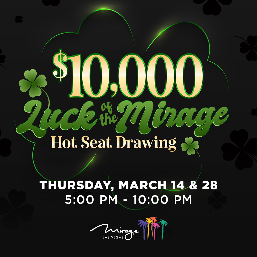 Channel the luck of the Irish at The Mirage! Insert your Unity Card into any slot machine for a chance to win a share of $10,000 in Free Play. 🎰