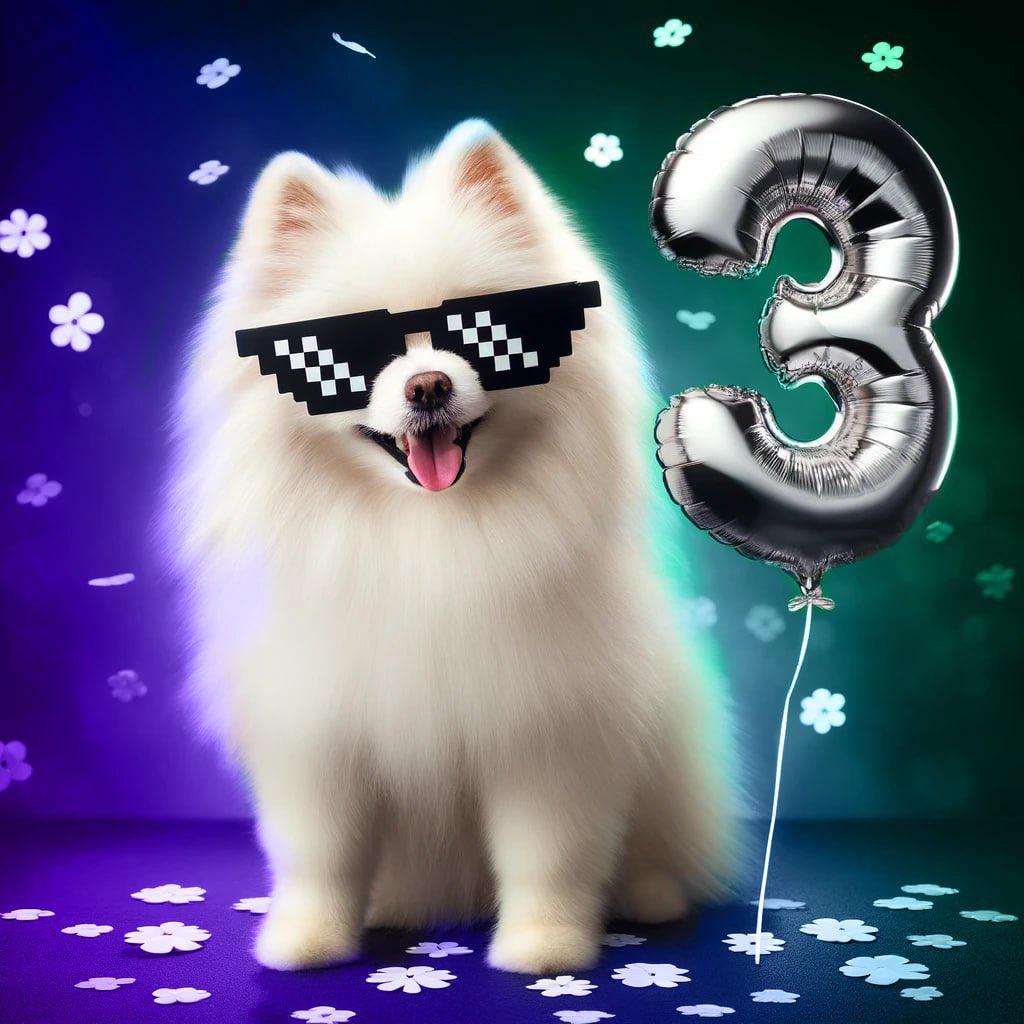 BorkSOL's tweet photo. BORK is 3 months old today 🎉

We continue BORKing louder than ever on the greatest blockchain in the market 💜

Network is secured by memes 🐾

#Solana #SolanaMemcoin #SOL https://t.co/CxOXsAoD8u