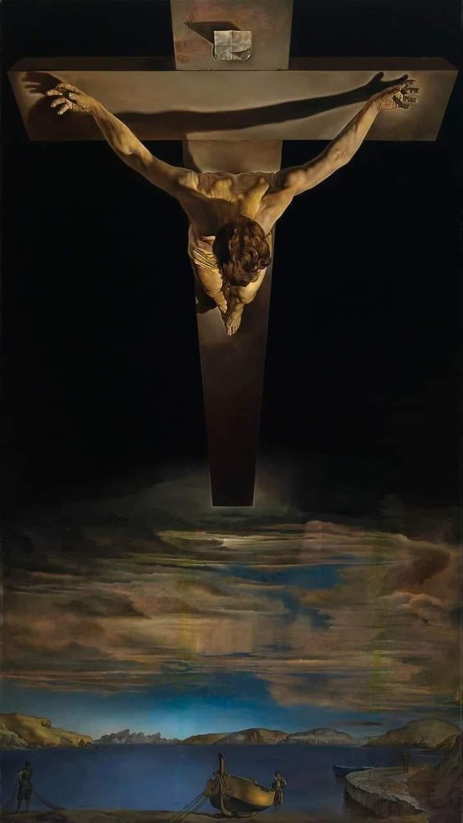Salvador Dalí (Español 1904-1989)
'Cristo de San Juan de la Cruz', 1951.
Óleo sobre lienzo, 205 × 116 cm.
Galería y museo de arte Kelvingrove, Glasgow.
(Haz clic en la imagen para ver completa)