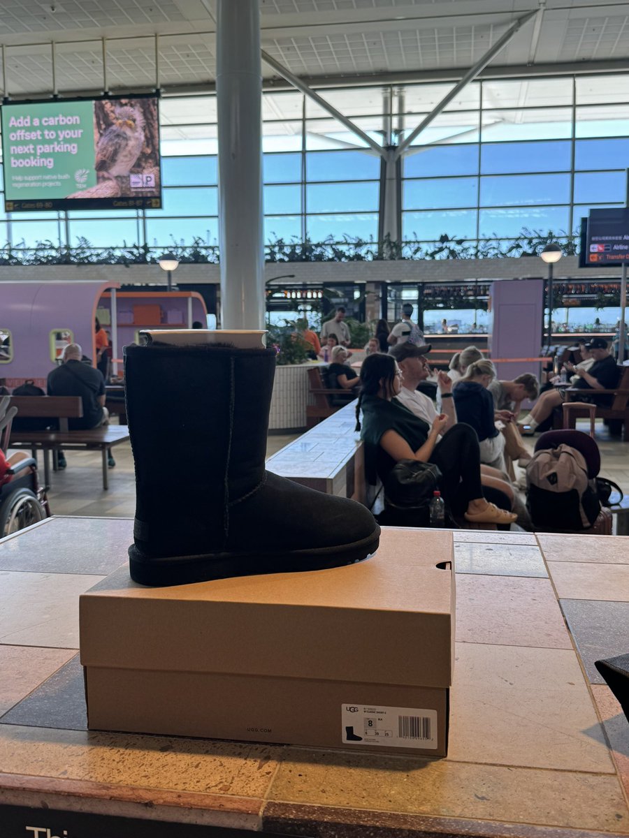 I’m in Brisbane on my way home. Just purchased my wife a real pair of Australian made @UGG hopefully this will keep her feet warm. #WarmFeetHappyWife 😂🤣😂