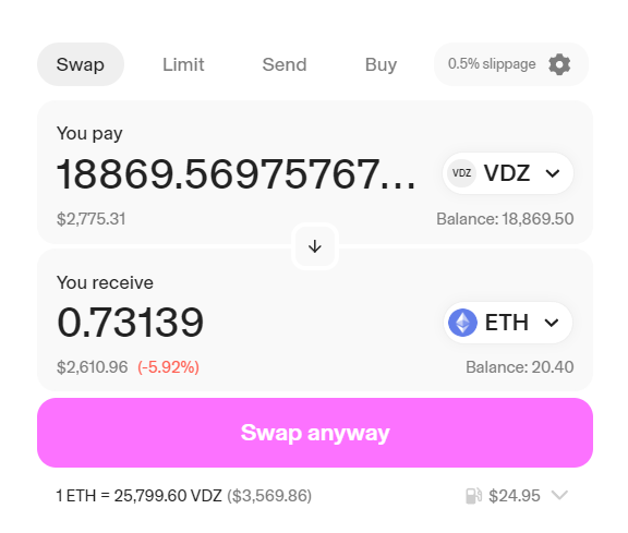 You can claim $VDZ worth of 2600$ x.com/VoidZTokenERC/…