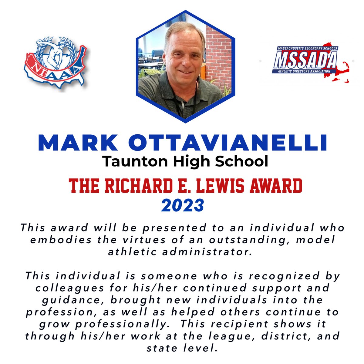 Congrats to Mark Ottavianelli on being the recipient of the Richard E. Lewis award!