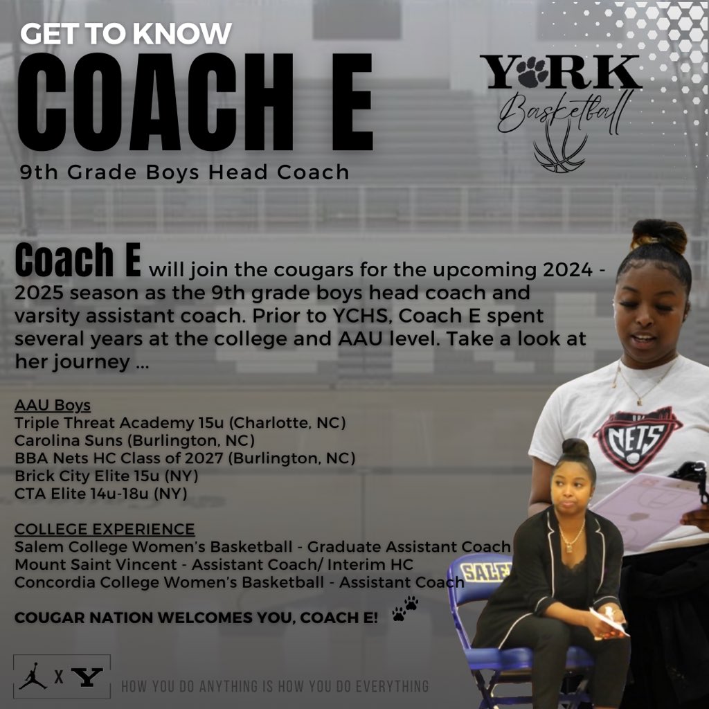 Join us in welcoming Essence Brown, aka Coach E, to the YCHS boys basketball family! Excited to have her lead as the head 9th grade boys basketball coach!🐾