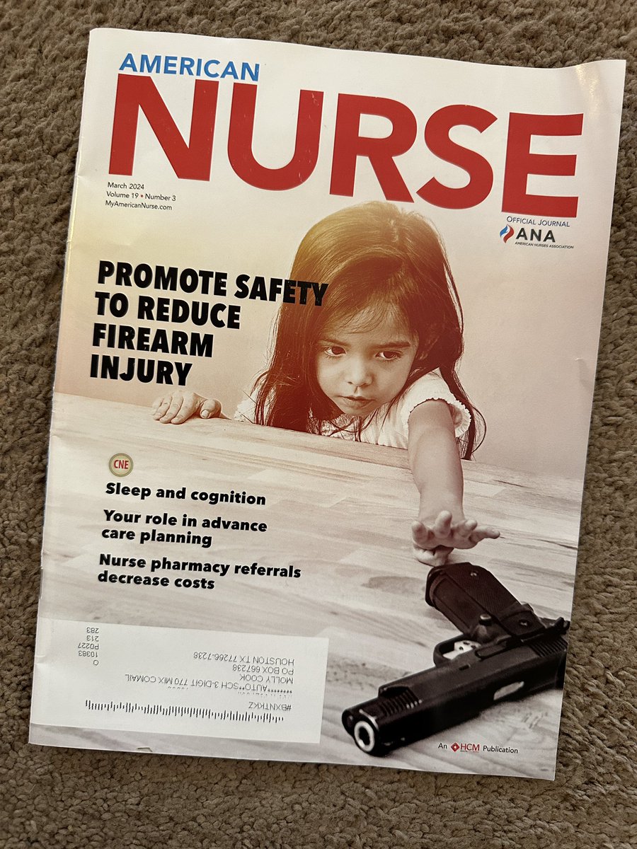 This month’s issue of @AmericanNurse6 from the @ANANursingWorld I sure am proud to be a @MomsDemand Gun Sense Candidate for Texas Senate District 15.
