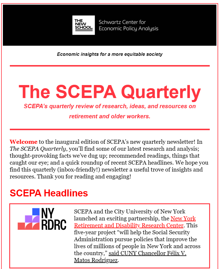 Excited to launch our new SCEPA Quarterly newsletter today! Packed with interesting research, intriguing facts, news, and reading recommendations from our team! Check it out and subscribe to the SCEPA Quarterly today! economicpolicyresearch.org/contact-us