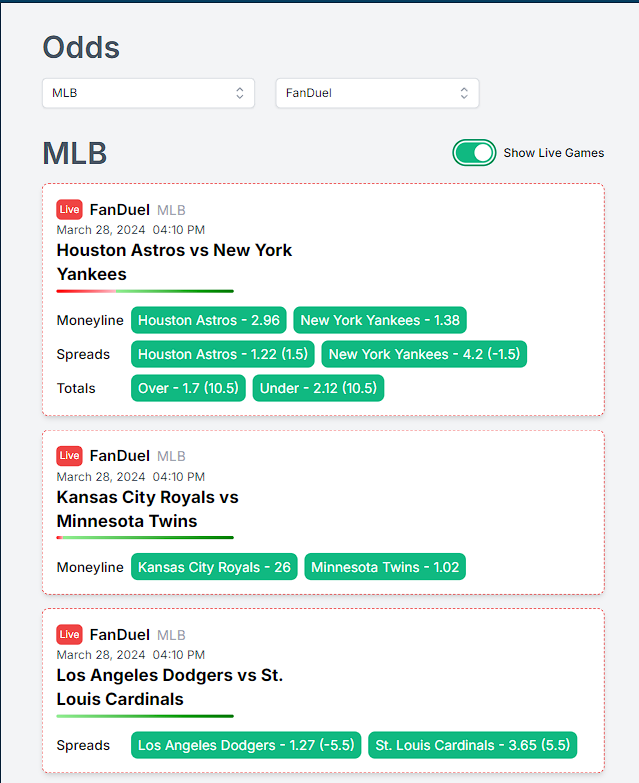 ActionBackers's tweet photo. In very early re-design mode, wondering if this is intuitive enough or if people prefer a more "grid-like" display for the different betting options https://t.co/vxOQSneklH