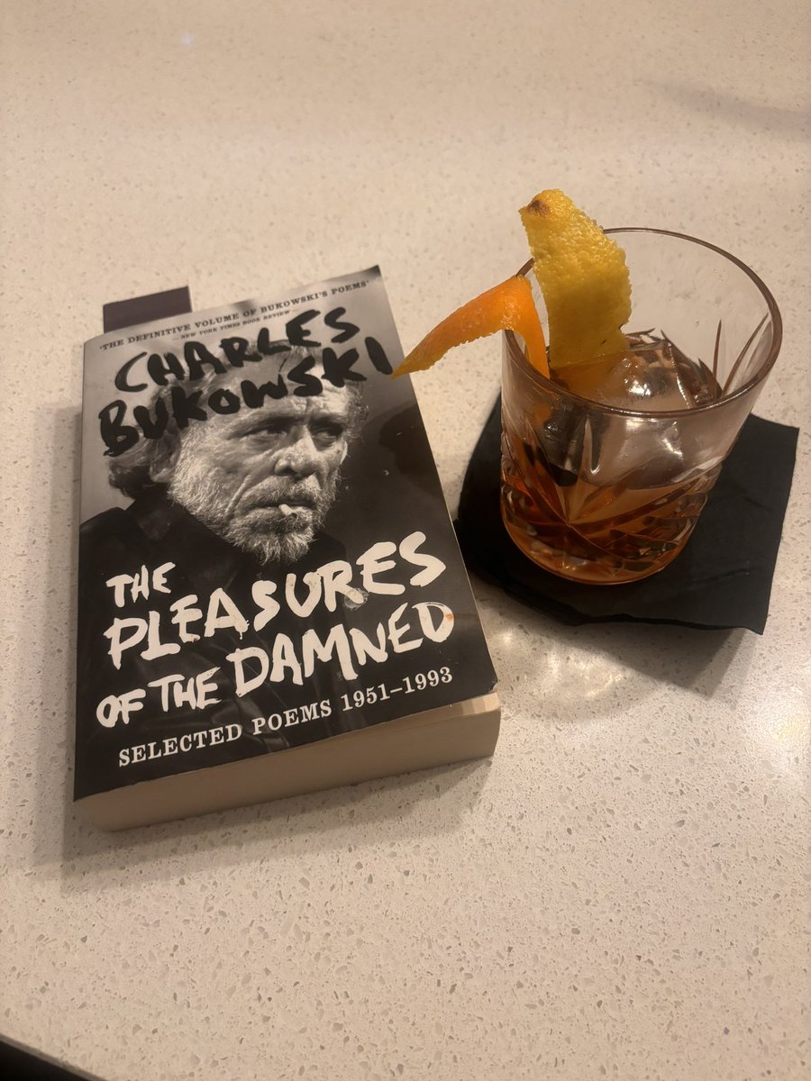 A nice start to a week off. Blues music. Buckowski poems. And an old fashioned.