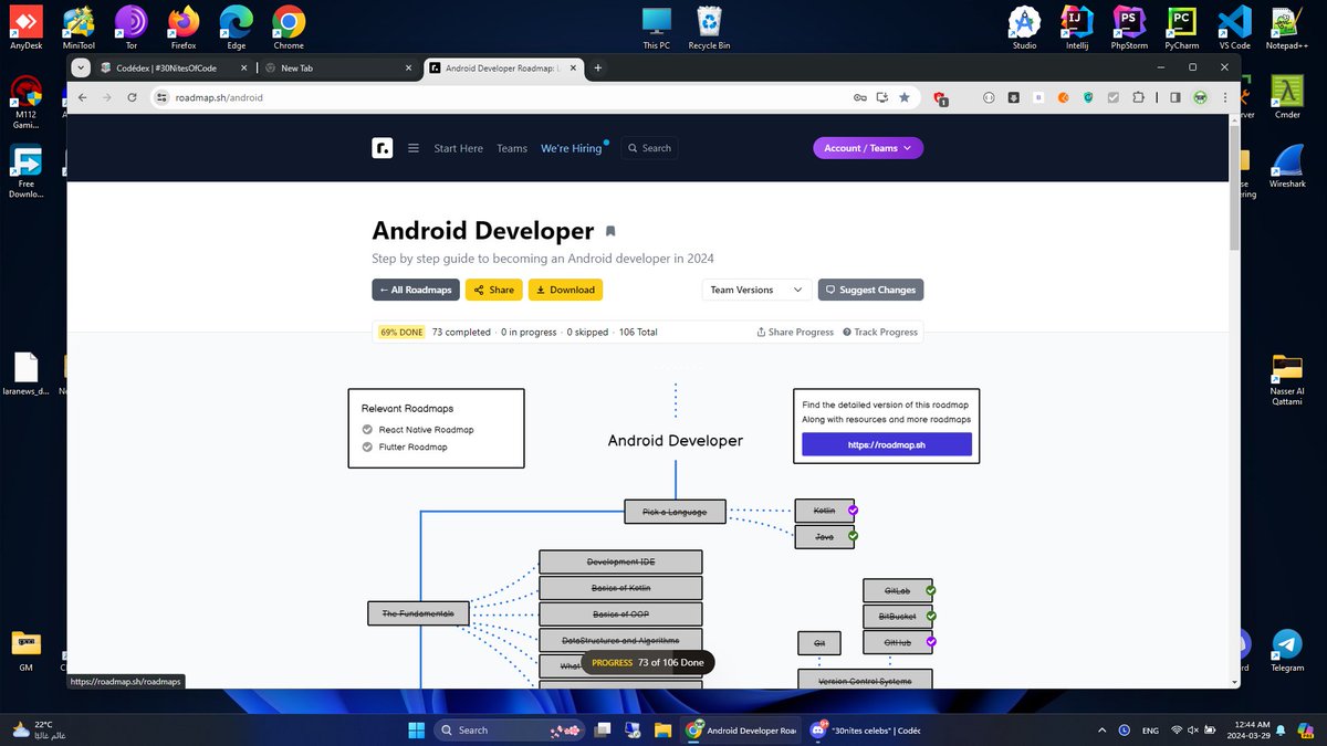 developer_Karim's tweet image. #30NitesOfCode Day 29 🎖️
Checking Android Developer Roadmap and studying the left tutorials!