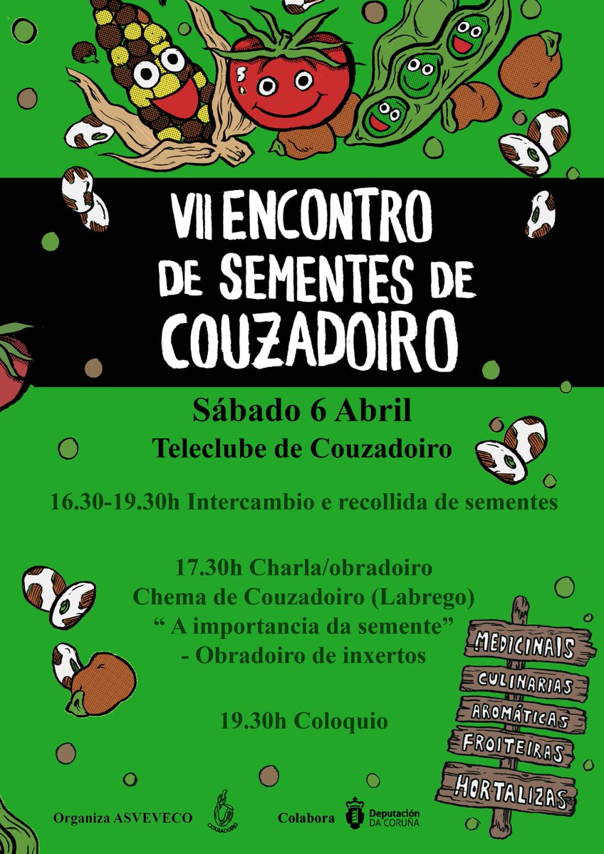 🌱

"Sementar, sementarei, loguiño de crarear..." 

(seguro que o lestes "cantando" 😄)

Nova actividade en #Couzadoiro🍃
Estades tod@s convidad@s!

💚 Deseño do cartaz do noso veciño #CristianFojónCaruncho