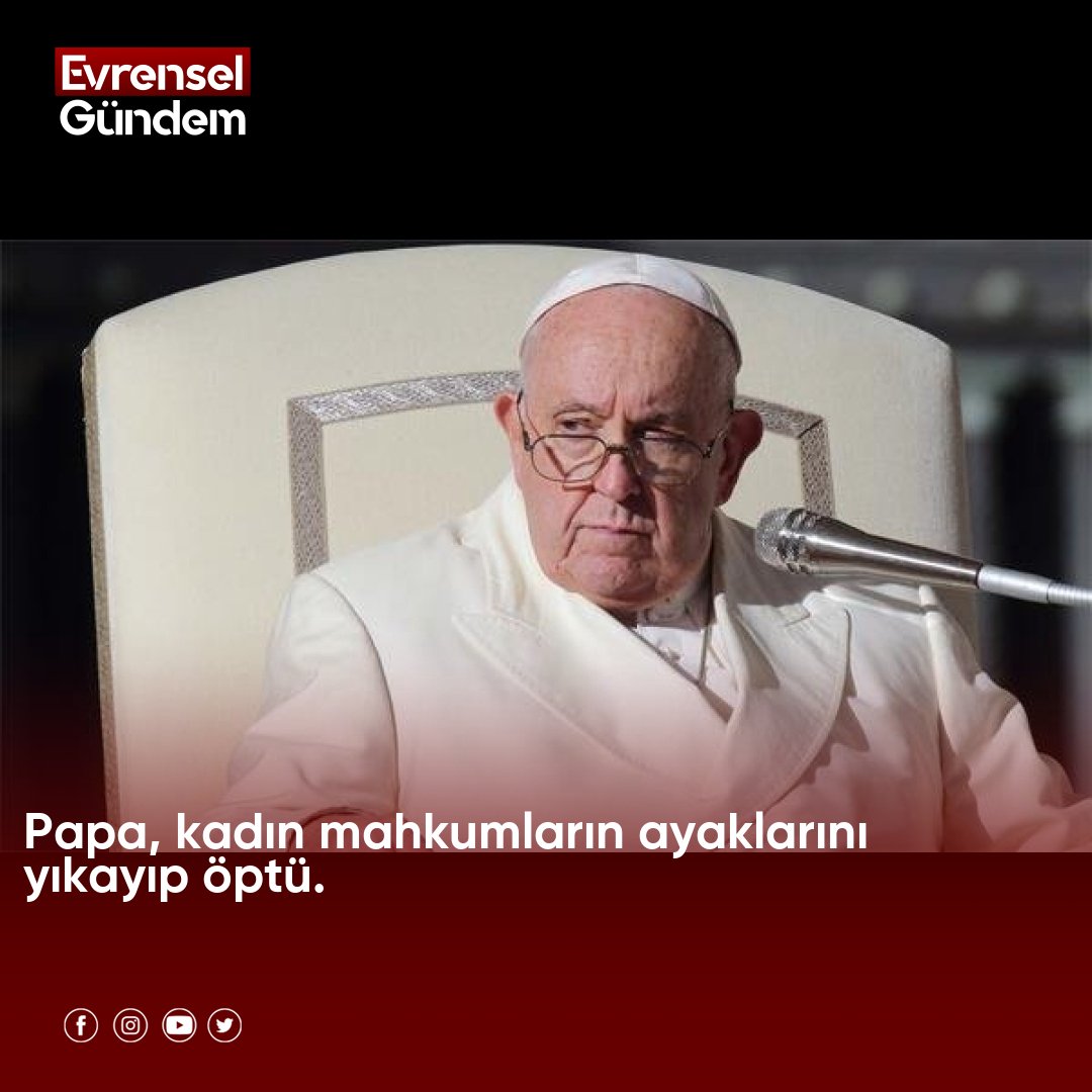Evrenselgundem's tweet image. Papa kadın mahkumların ayaklarını yıkayıp öptü
 Haberin Devamı İçin whatsapp.com/channel/0029Va… 
#PapaFranciscus #PaskalyaYortusu #RebbibiaCezaevi #Mahkumlar #GüvenlikÖnlemleri
