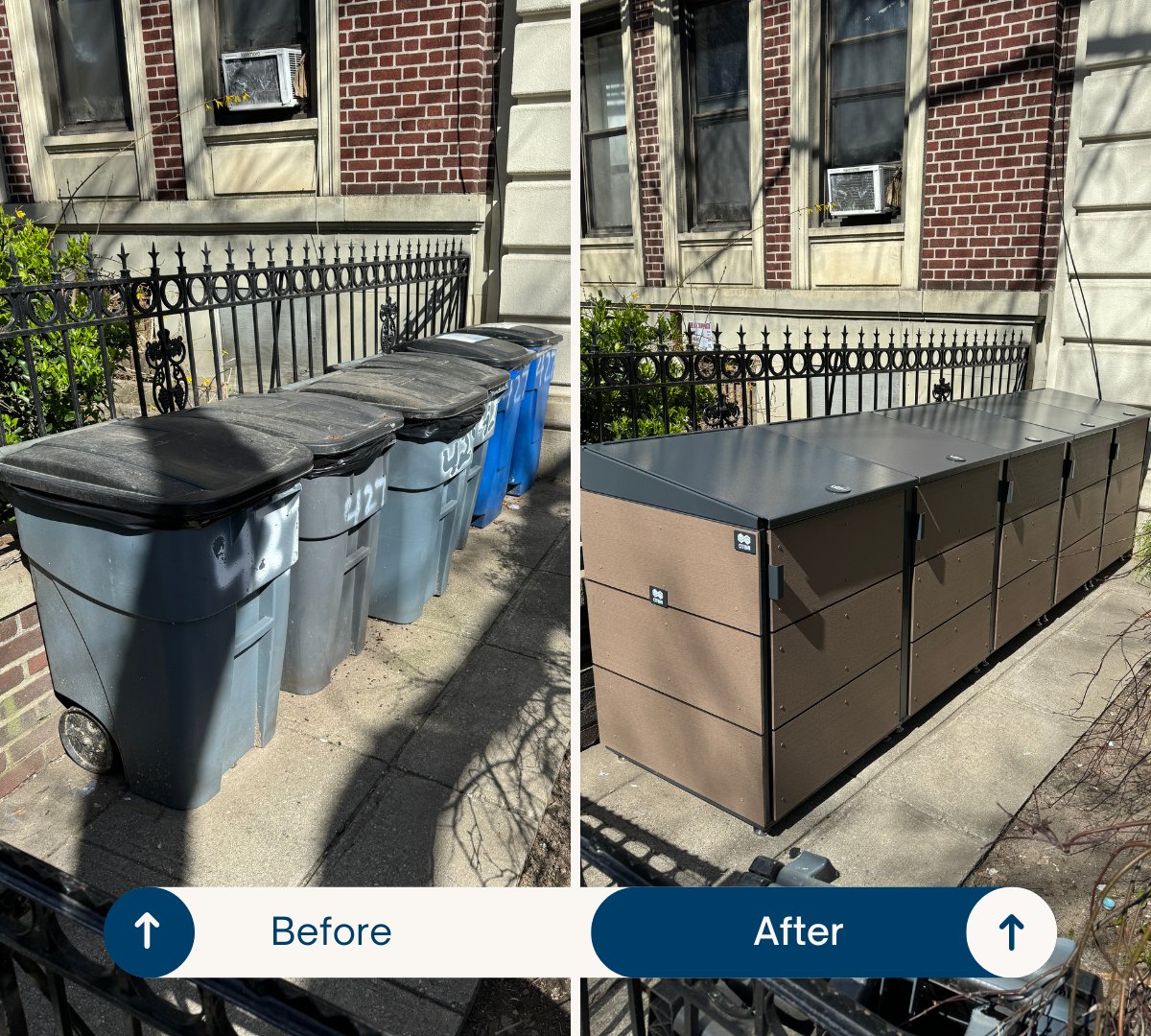 #TransformationThursday! This 5-module Coffee in Standard size replaced these unsightly plastic trash cans. 
No more eyesore and, most importantly, no more rats in the trash.❌🐀 citibin.com
#citibin #ratshatecitibin #smallbusiness